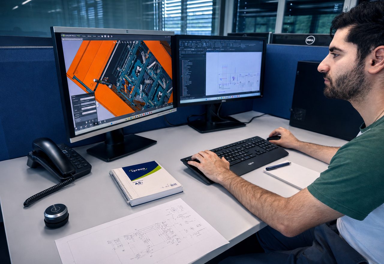 Demaurex engineer designing a machine on a CAD workstation