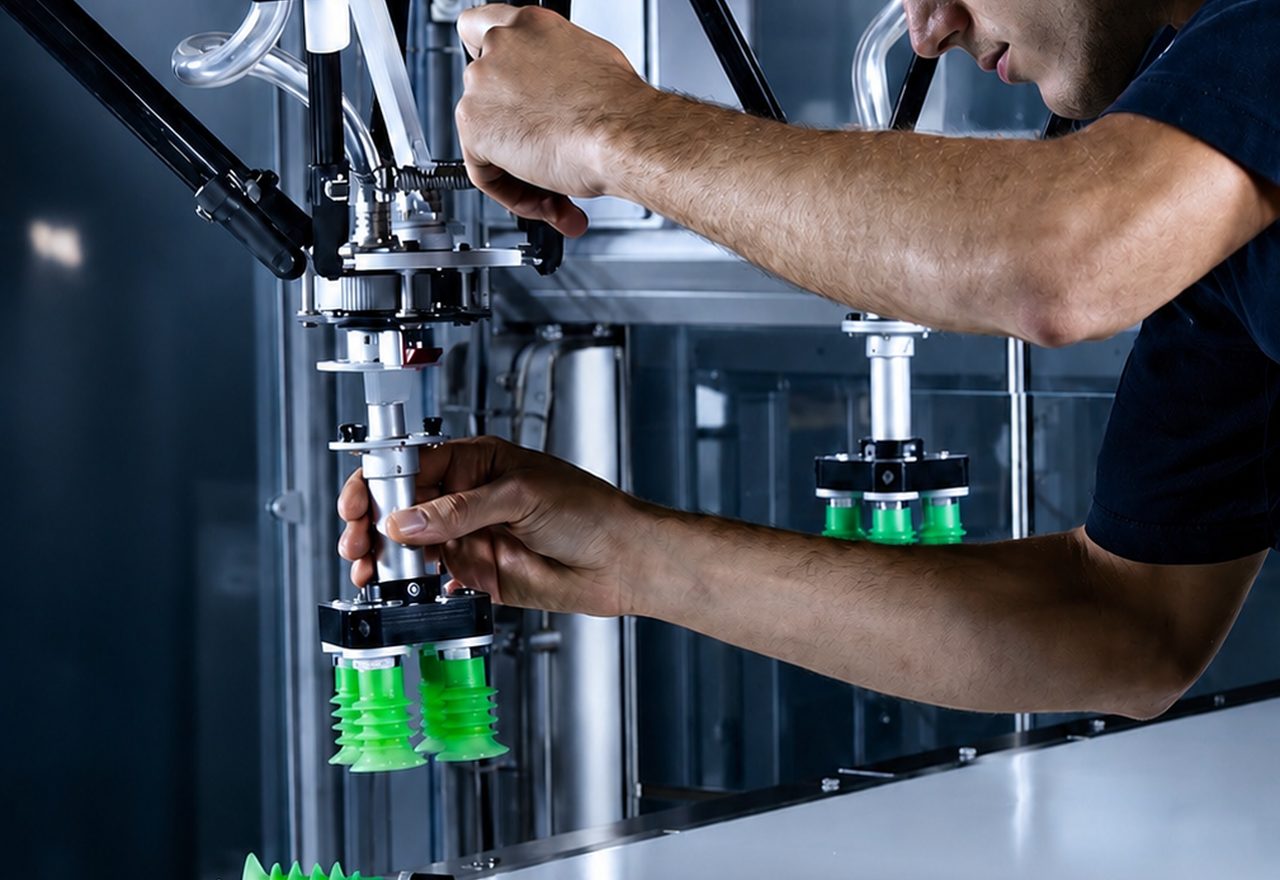 Demaurex technician adjusting a custom gripper
